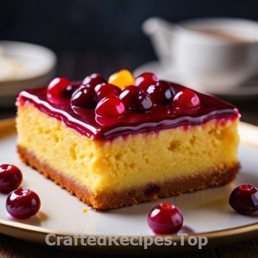 Almond Cake with Saffron and Cranberries in a Rectangular Pan