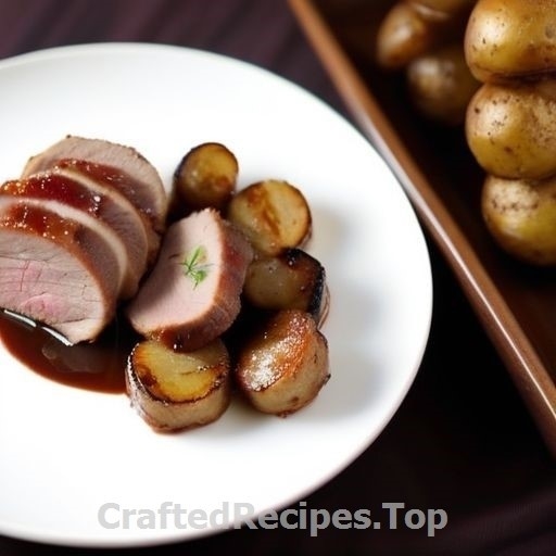 Bacon Wrapped Pork Tenderloin with Roasted Potatoes and Mushroom Gravy