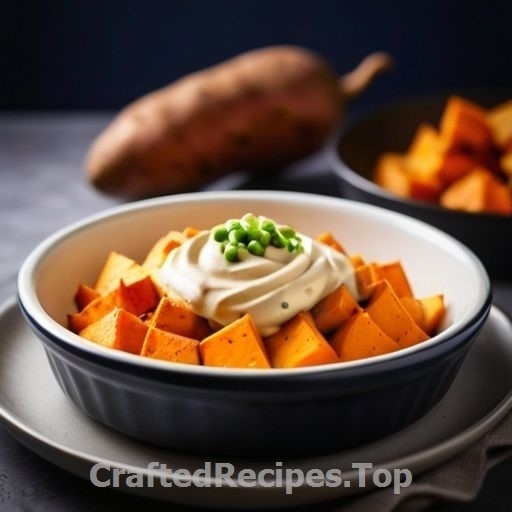Baked Bologna Sausage with Sweet Potatoes and Mustard Cream