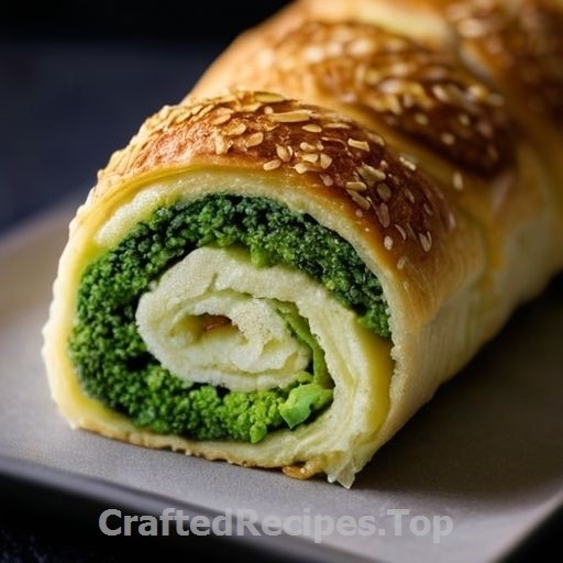 Broccoli and Edam Cheese Pastry Roll with Pomegranate Seeds