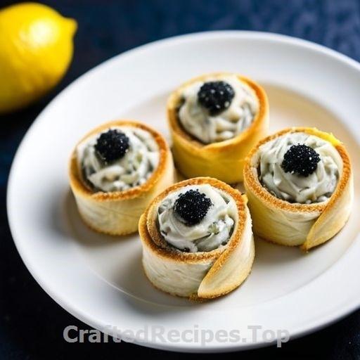 Caviar Topped Creamy Crab Pinwheels