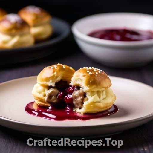 Chicken and Mushroom Cream Puffs with Lingonberry Sauce