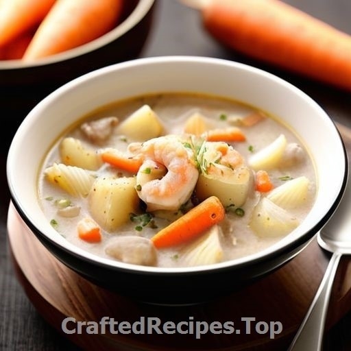 Creamy Fish Soup with Root Vegetables and Shrimp