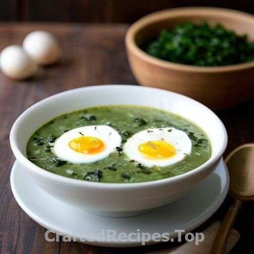 Creamy Kale Soup with Hard-Boiled Egg Halves