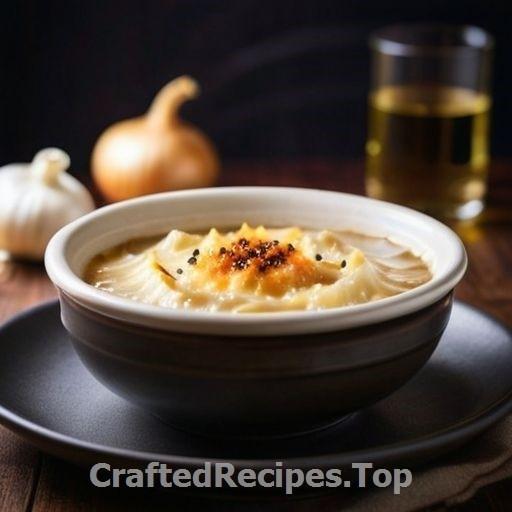Creamy Onion Soup with Aged Cheddar Cheese and Thyme