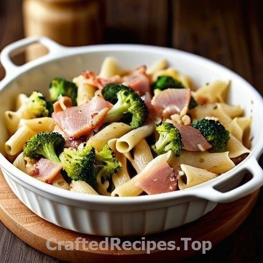 Creamy Pasta Bake with Smoked Ham Broccoli and Noble Cheese