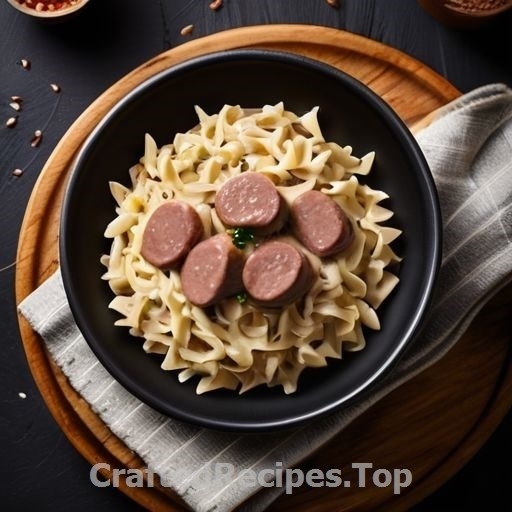Creamy Sausage Stroganoff with Aged Cheddar