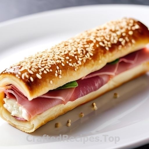 Fresh Cheese and Ham Roll with Sesame Seeds