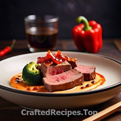 Pan Seared Beef with Roasted Paprika Cheese Bacon and Broccoli