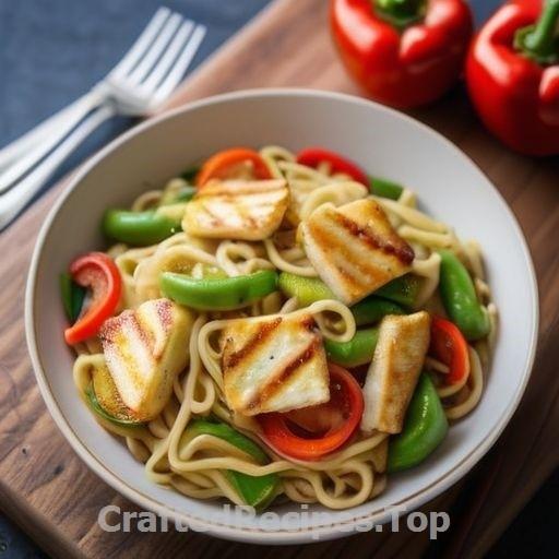 Pan Seared Egg Noodles with Halloumi and Vegetables