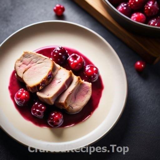 Pan Seared Pork Tenderloin with Cream Sauce and Lingonberries