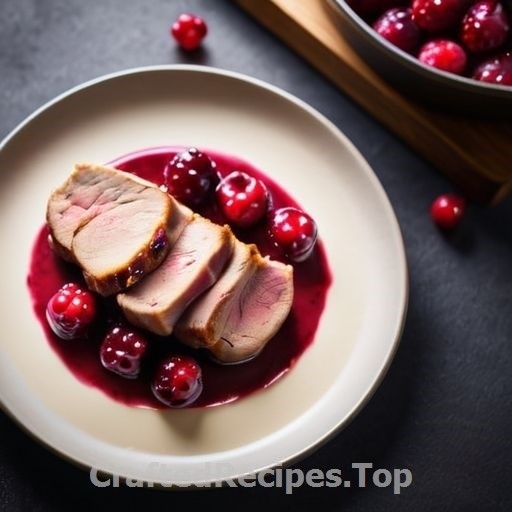 Pan Seared Pork Tenderloin with Cream Sauce and Lingonberries