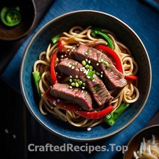 Quick Beef Noodles with Marinated Beef Strips