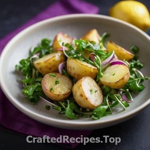Roasted Potatoes with Lemon Dressing, Red Onion, and Cress