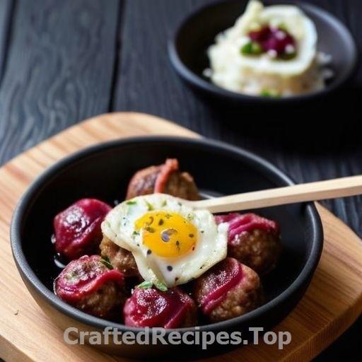 Savory Pork and Onion Meatballs with Fried Egg and Anchovies