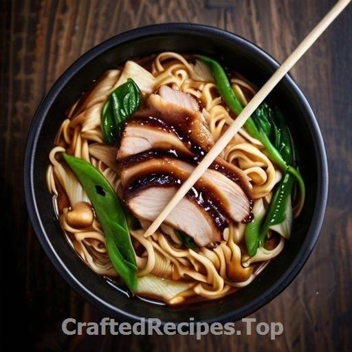 Sesame Chicken Noodles with Crispy Pork and Bok Choy
